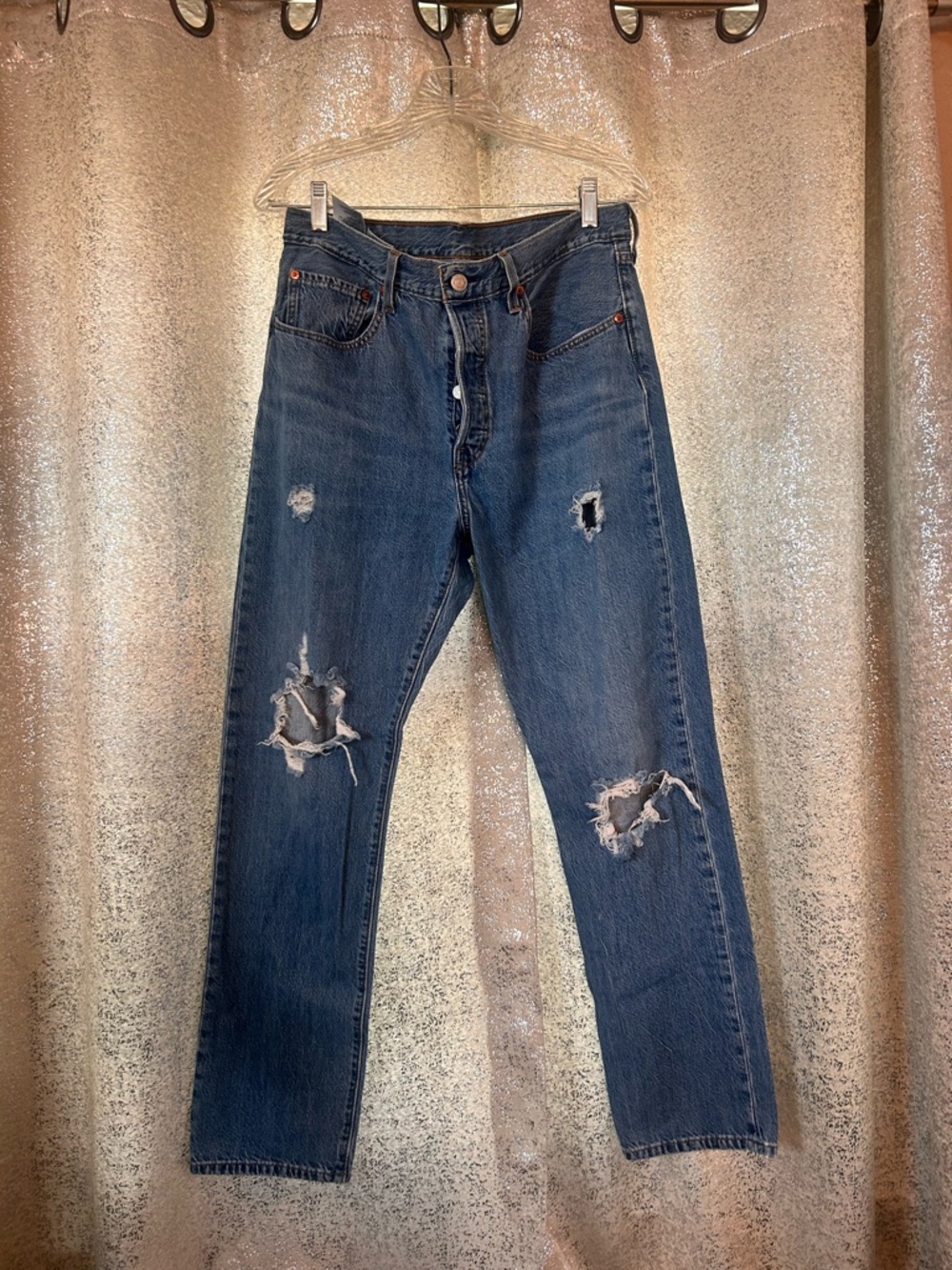 Levi’s 501 -Distressed Blue Denim Jeans